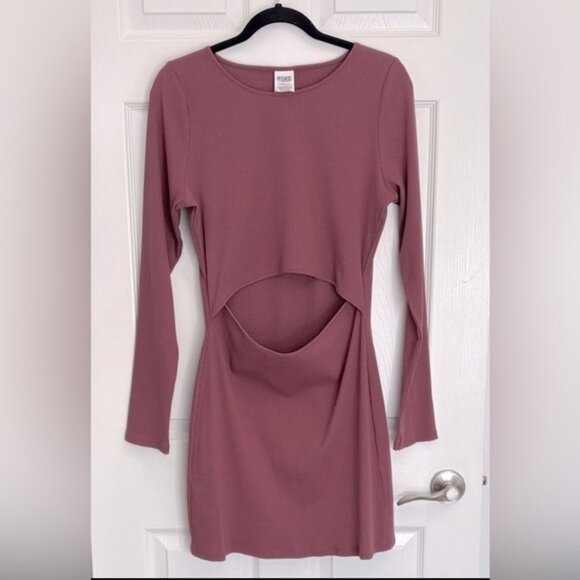 PINK Victoria's Secret Dresses & Skirts - Victoria’s Secret PINK Long Sleeve Ribbed Cut Out Dress NWT Size XL